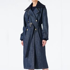Tibi + Raw Denim Trench With Removable Collar